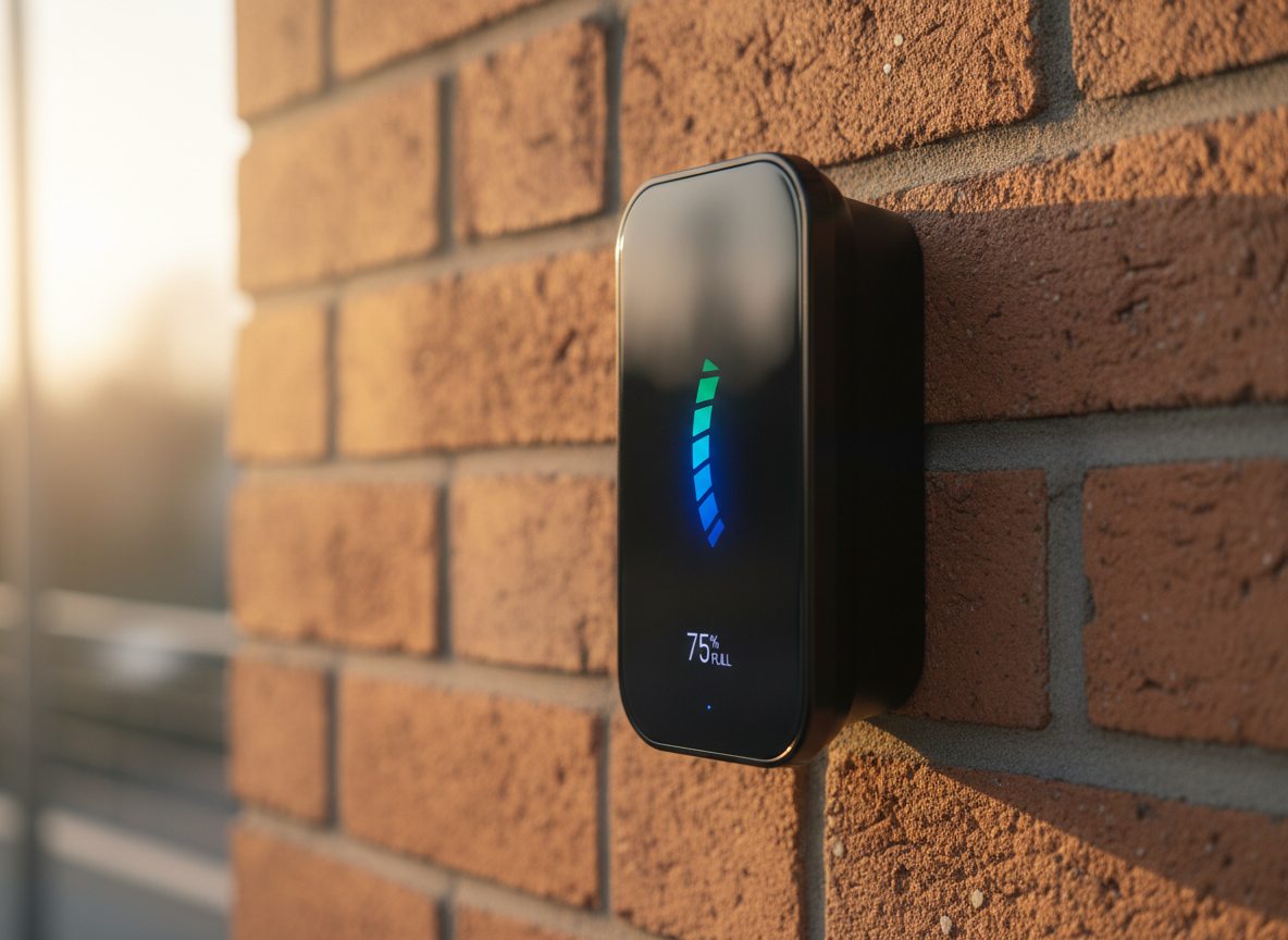 Close-up van laadpaal - detail van de apparatuur in de winter